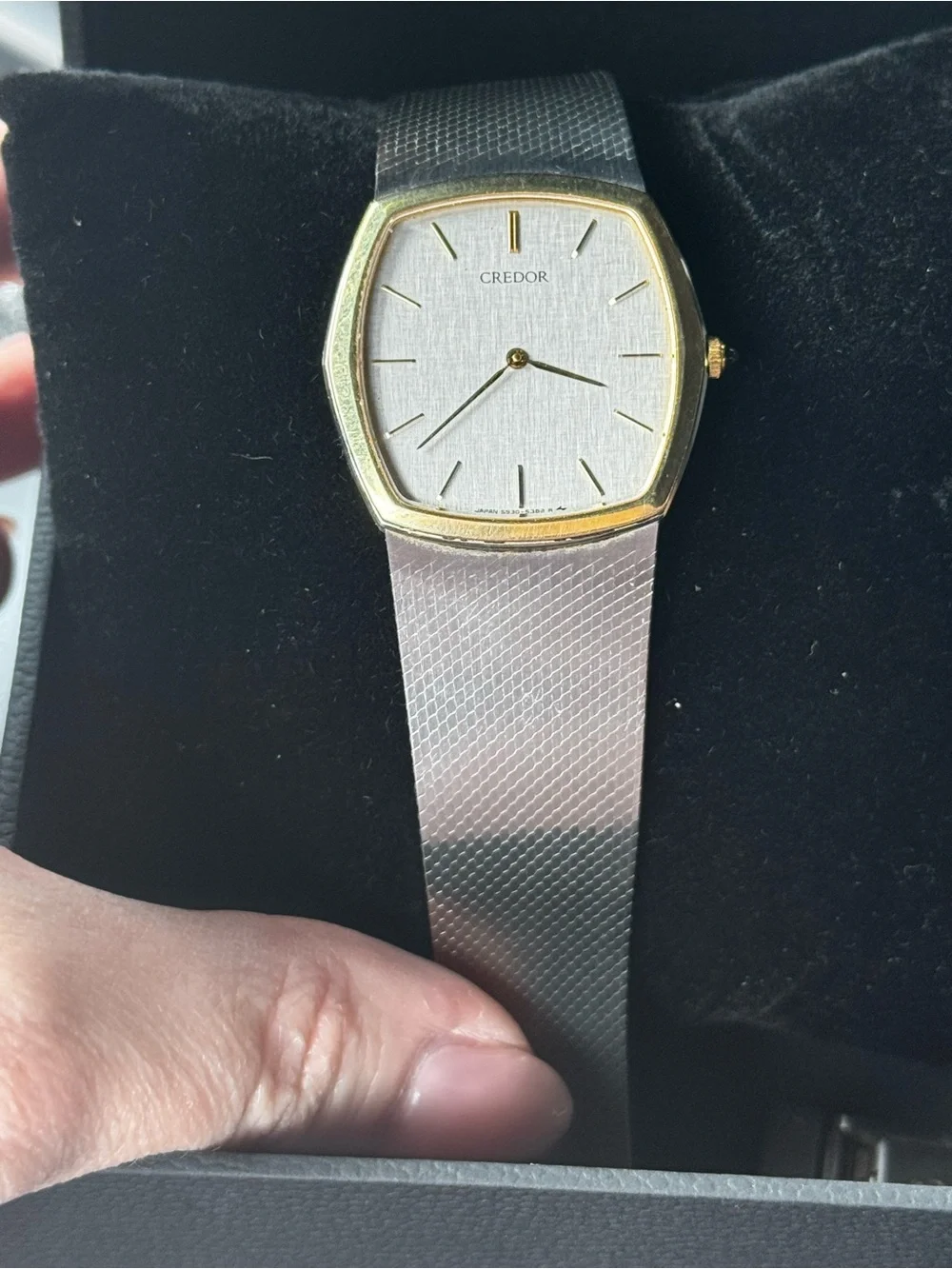 Credor 14k Gold Watch with Stainless Integrated Mesh Strap